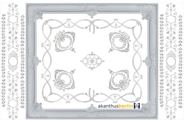 DS 33 Stuckdecke Alternativdecke mit 80cm Deckenkoffern L + R | Jugendstil (Deckengröße: 574 x 366 cm)